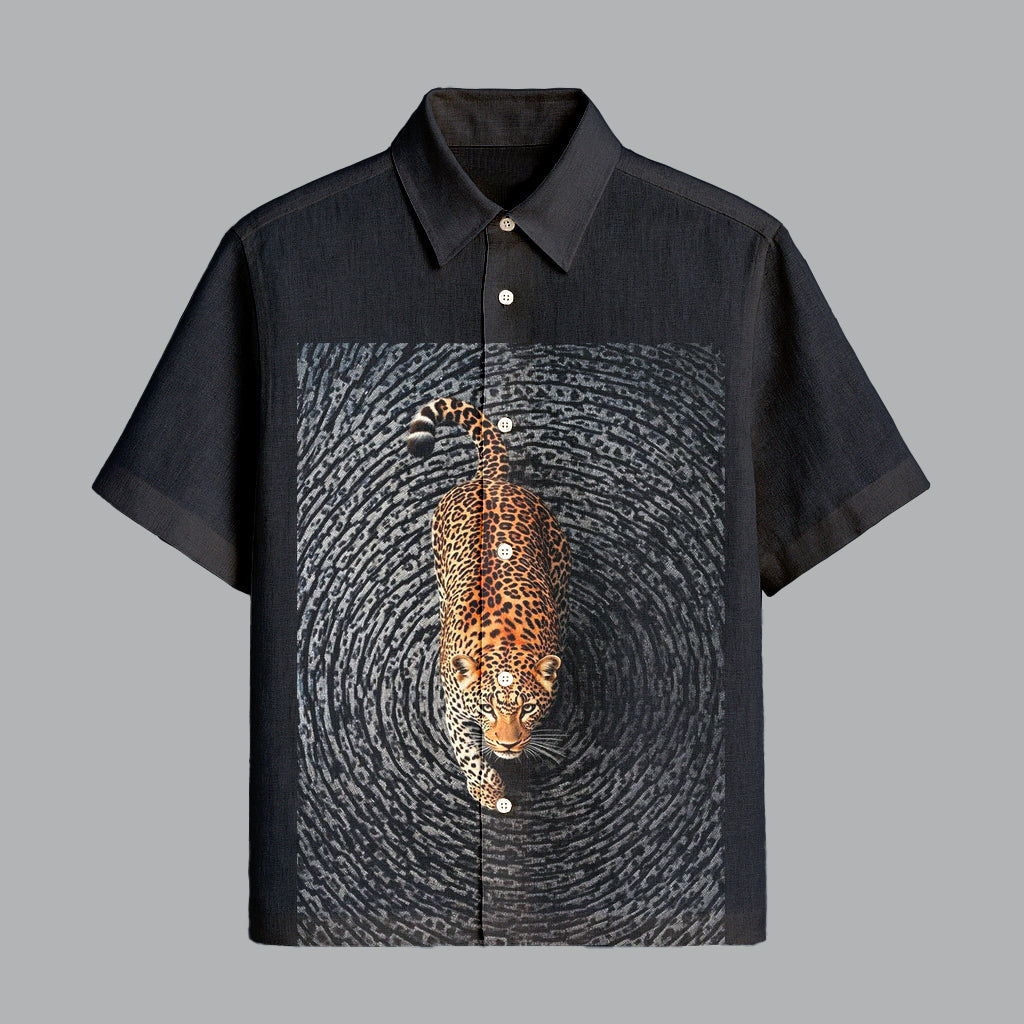 Menline Black Printed Half Sleeve Shirt