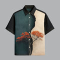 Menline Black And Green Printed Half Sleeve Shirt