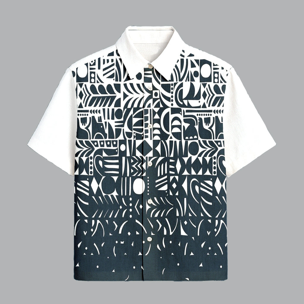 Menline Black Geometric Printed Half Sleeve Shirt