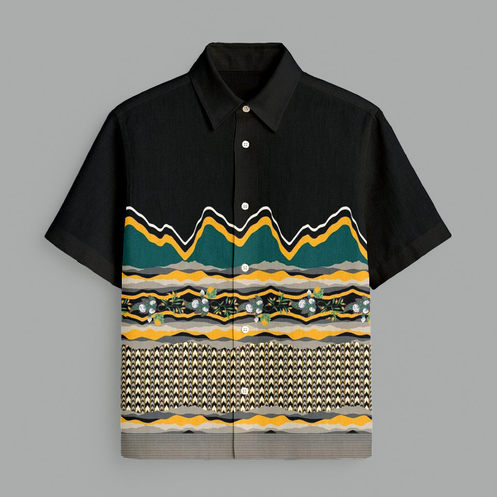 Menline Black Printed Half Sleeve Shirt