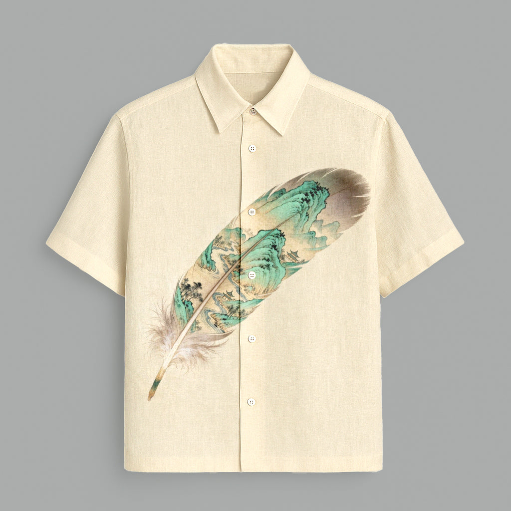Menline Cream Printed Half Sleeve Shirt