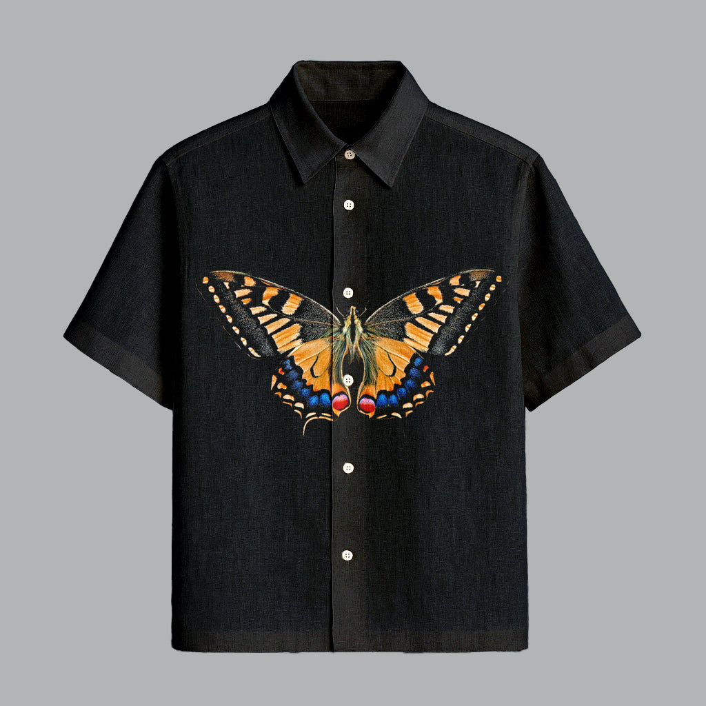 Menline Black Printed Half Sleeve Shirt