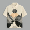 Menline Beige And Black Printed Half Sleeve Shirt