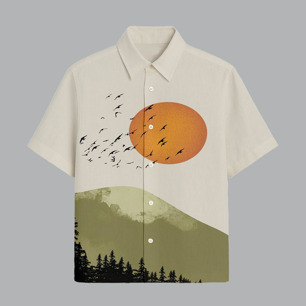 Menline Cream Printed Half Sleeve Shirt
