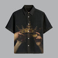 Menline Black Crown Printed Half Sleeve Shirt
