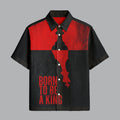 Menline Black And Red Printed Half Sleeve Shirt