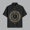 Menline Black Round Printed Half Sleeve Shirt
