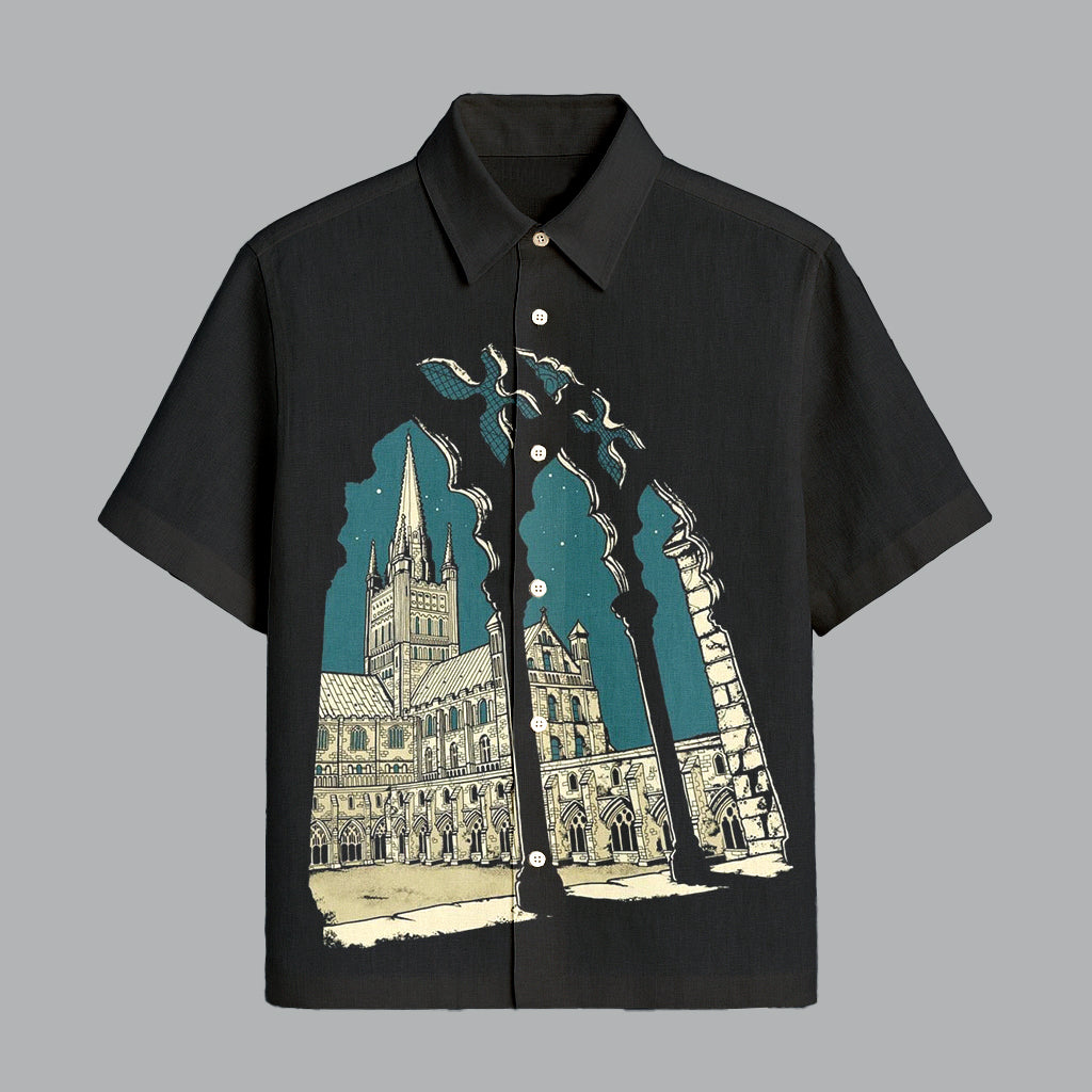 Menline Black Printed Half Sleeve Shirt