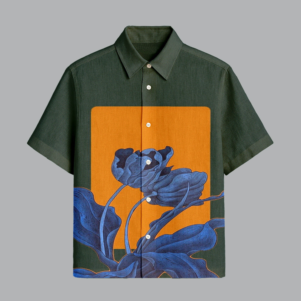 Menline Dark Green Printed Half Sleeve Shirt