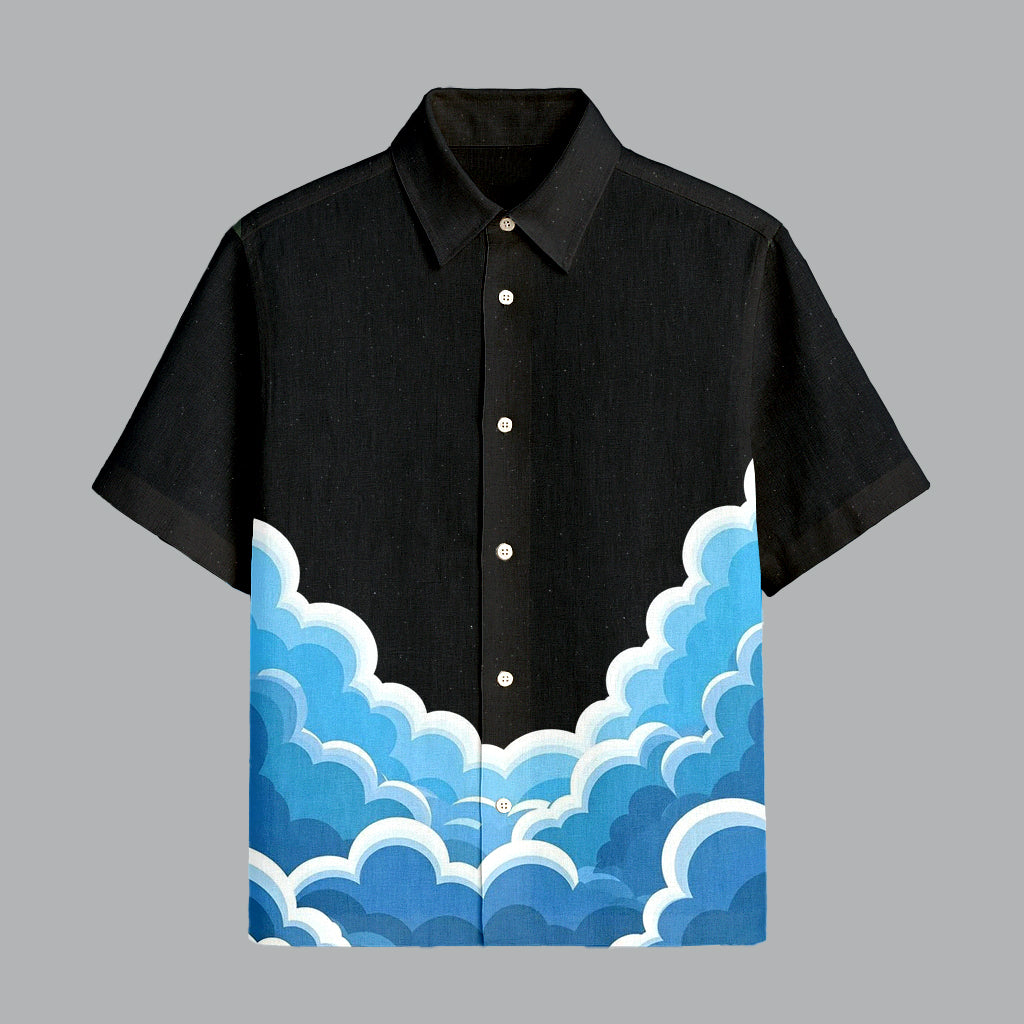 Menline Black Printed Half Sleeve Shirt