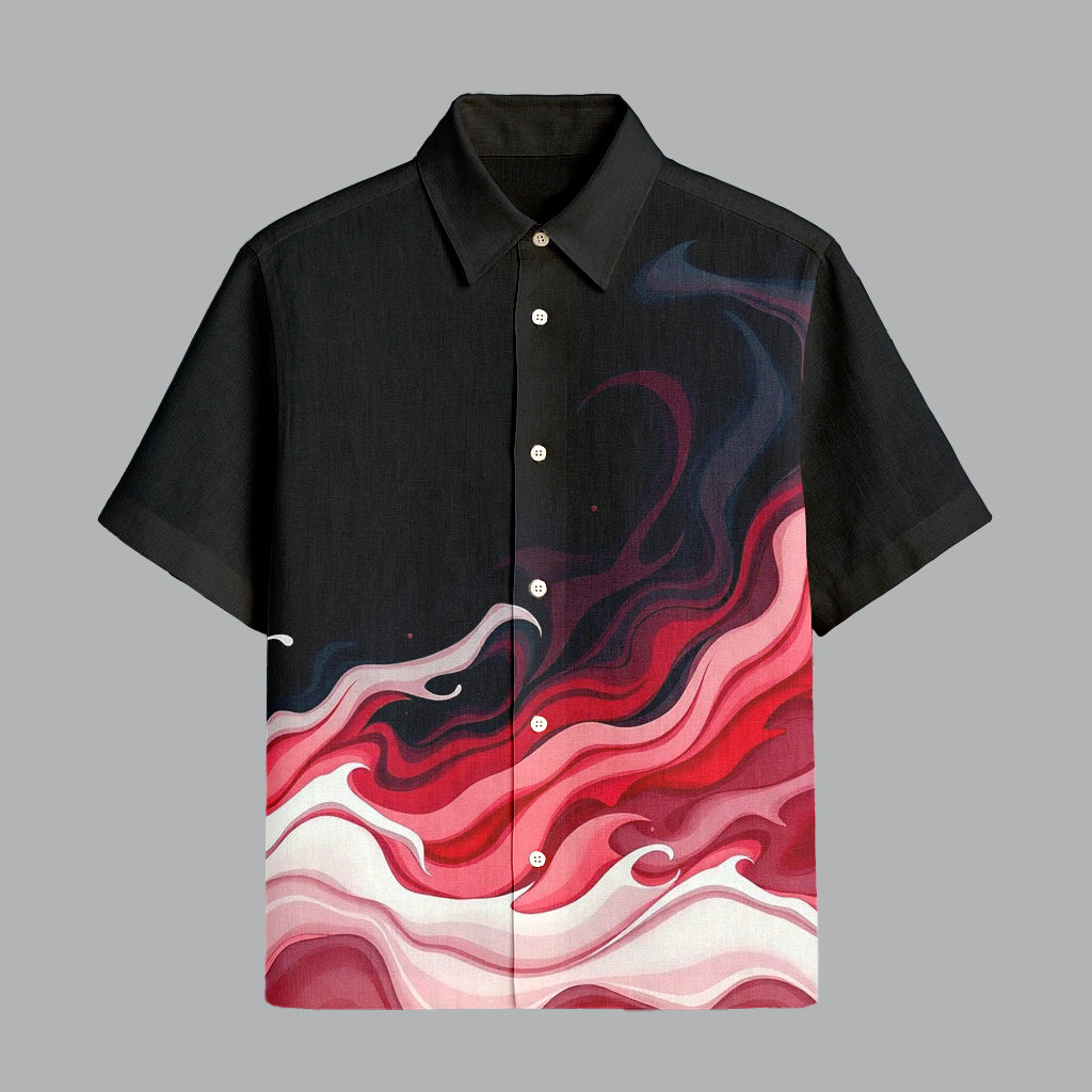 Menline Black Printed Half Sleeve Shirt