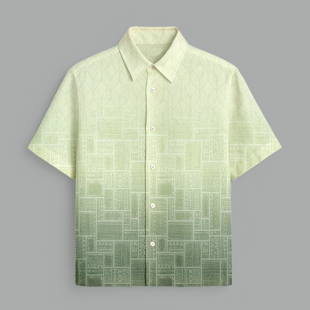 Menline Green Block Printed Half Sleeve Shirt